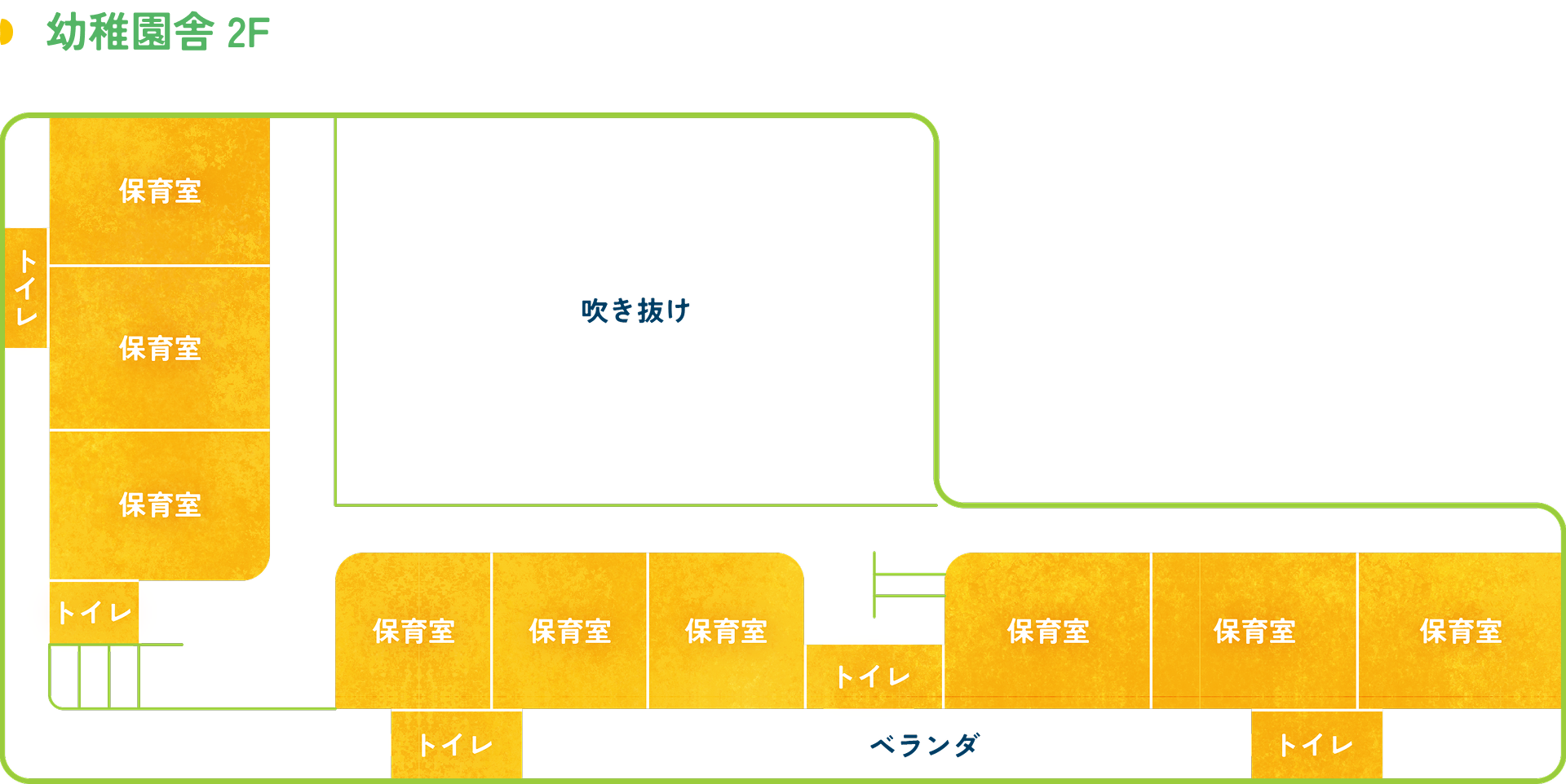 みなみ若葉こども園の幼稚園舎2Fの見取り図